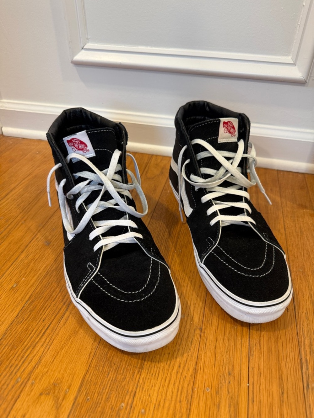 Vans Black and White High-Top Skate Sneakers